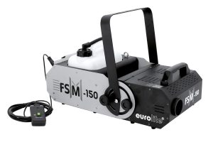 eorolite FSM-150 große Nebelmaschine mit schwenkbarem Kopf Geräteansicht Seitenansicht mit Kabelfernbedienung